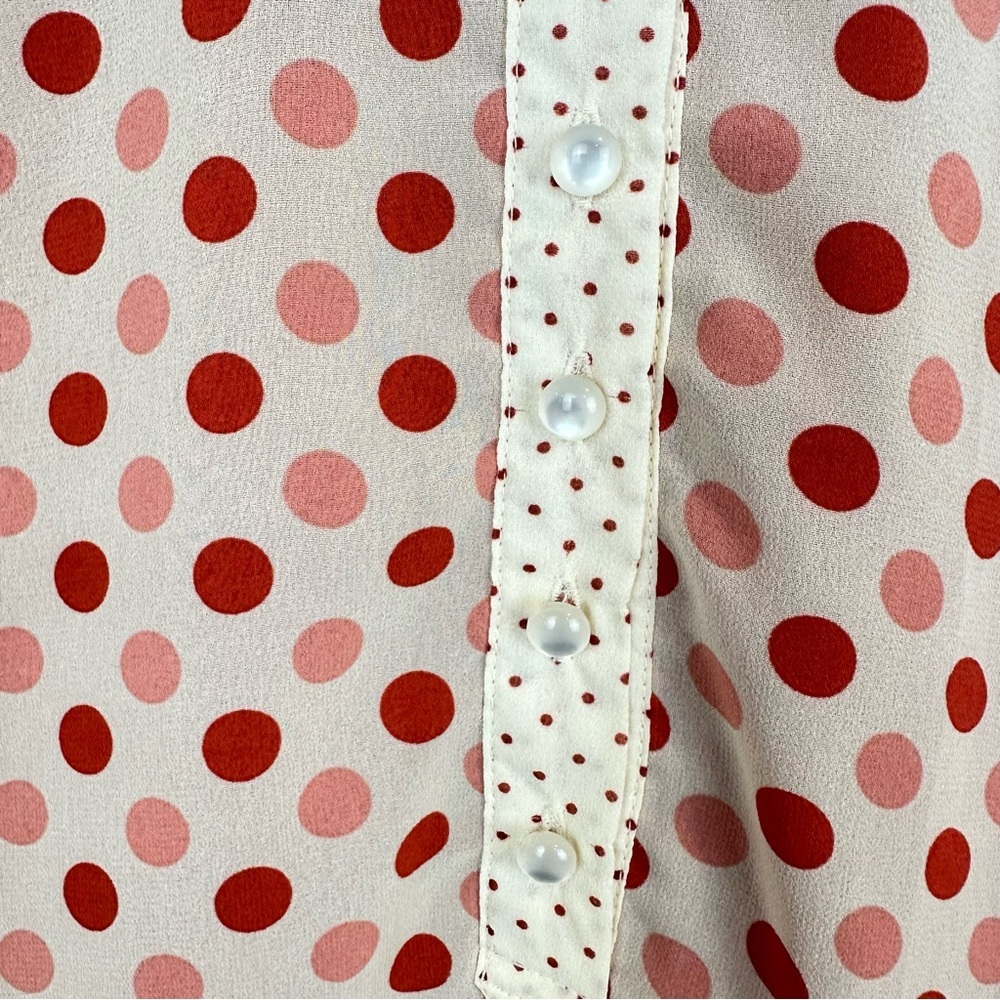 Tulle Polka Dot Ruffle Collar Mixed Print Blouse S - Picture 6 of 11